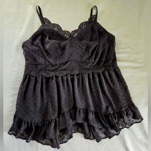 Torrid Babydoll Clip Dot Lace Cami, Black Size 2 NWOT